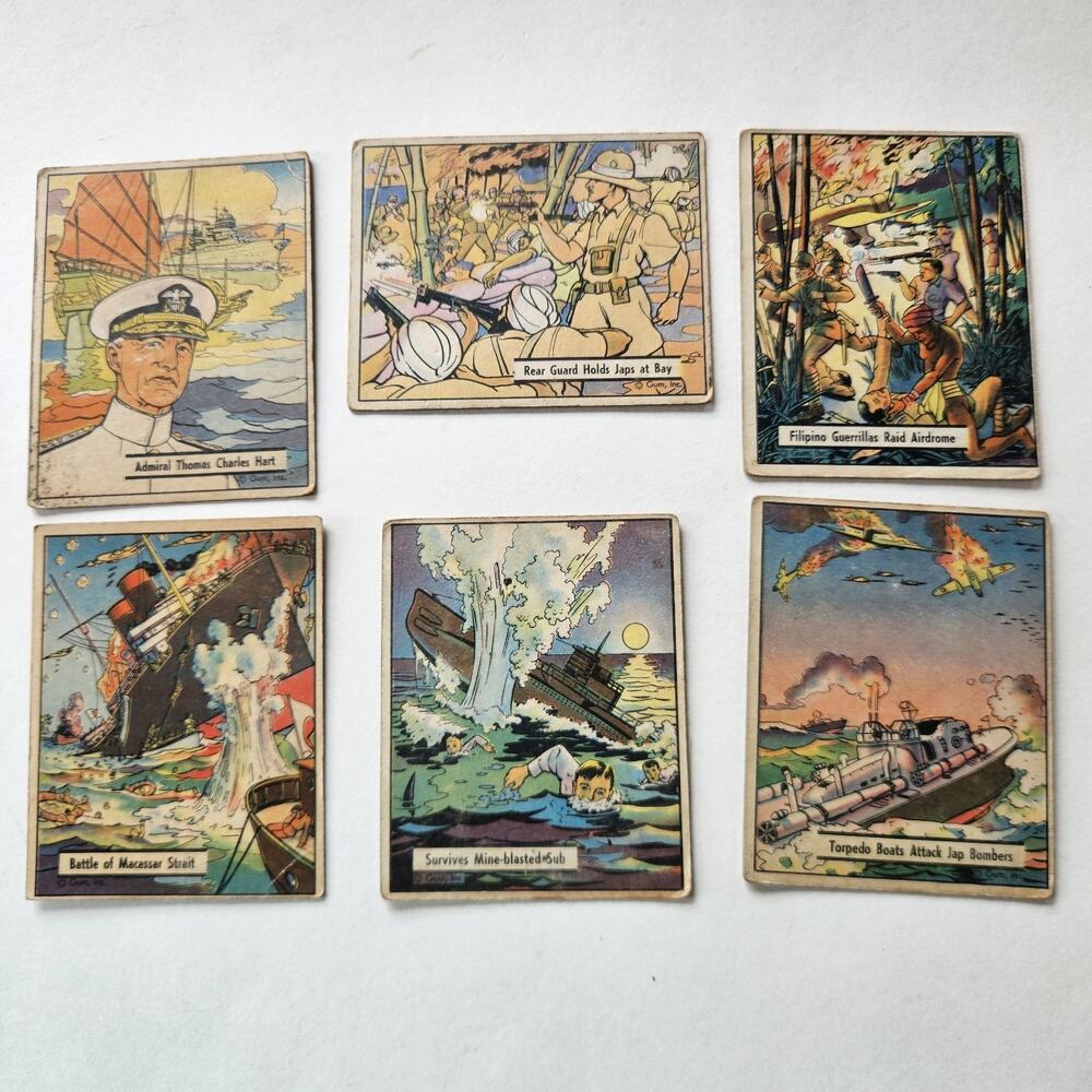 Lot Of 6 1941 War Gum Cards #9 #12 #38 #39 #40 #41